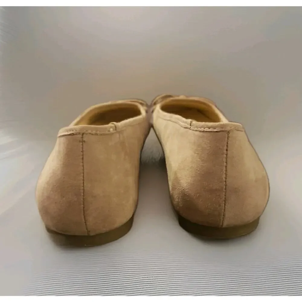 Liz Claiborne 8M Ballet Flats Tan Suede Square Toe Flushing Slip On Memory Foam - Picture 5 of 11